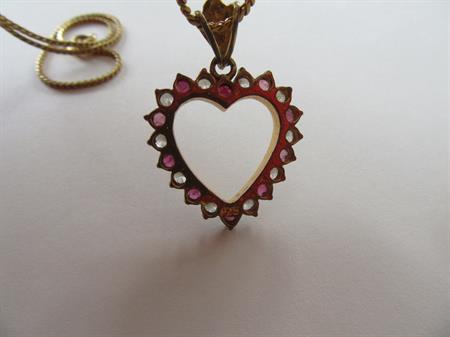 1980's Gilt Sterling Heart Pendant Gold Filled Chain Bonus Pendant 