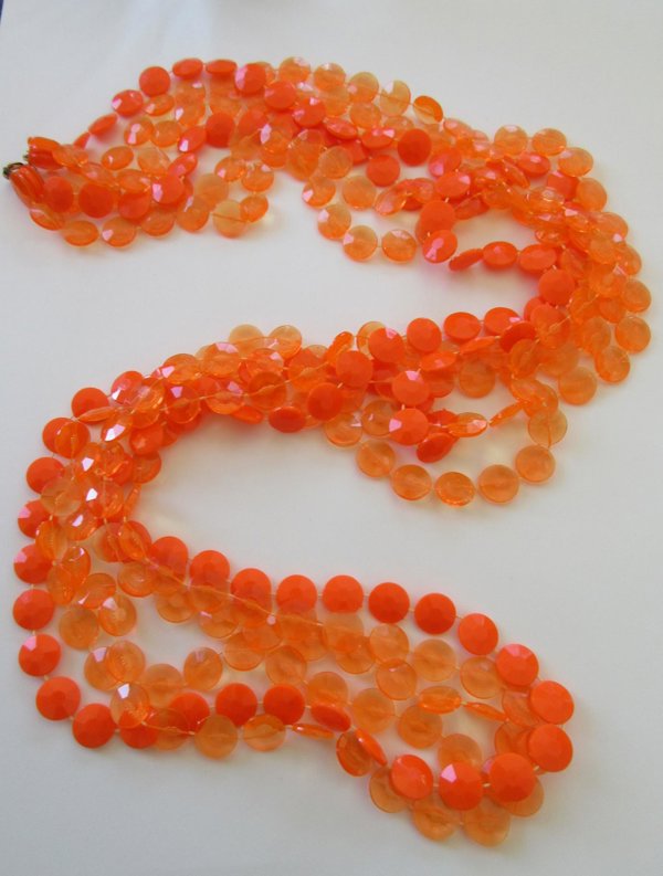Vintage Mod Orange Necklace 1960's Jewelry