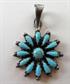 Vintage Zuni Turquoise Sterling Silver Petite Point Pendant 925