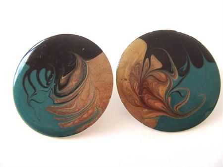 1980's Enameled Swirled Clip On Earrings '80's Accessories Costume Party