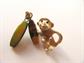 Vintage Monkey Pin With Art Glass Dangles Chimp Chimpanzee Ape Figural Costume Jewelry