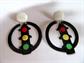 Vintage 1980's Traffic Light Pierced Earrings Novelty Jewelry Crossing Guard Gift