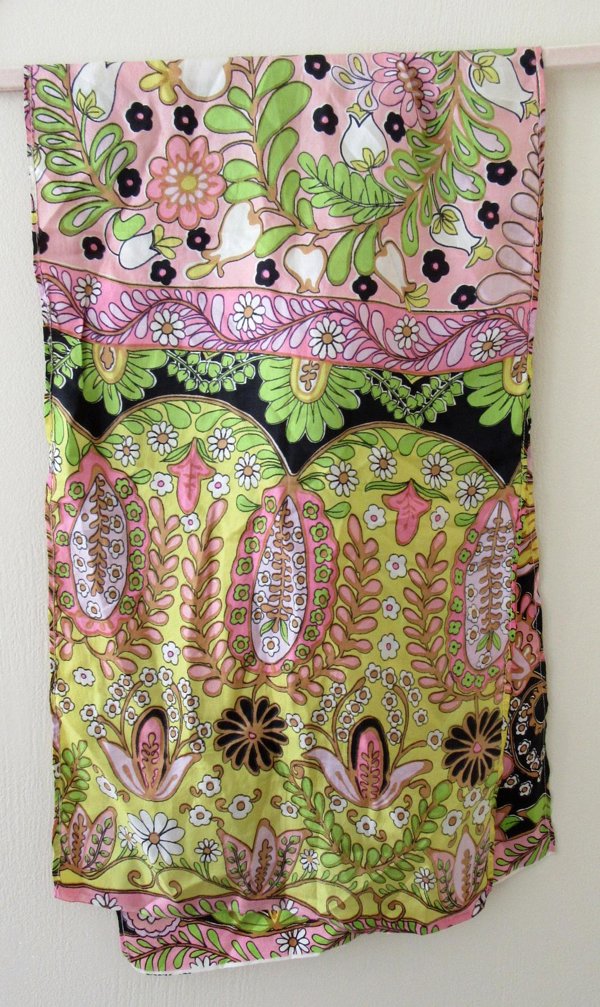 Vintage Mod Silk Floral Scarf 1960's Accessories