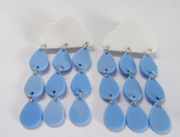 Clouds and Rain Drops Earrings Baby Bridal Shower Rainy Day 
