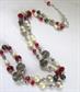 Red Crystal Faux Pearl Long Necklace 40