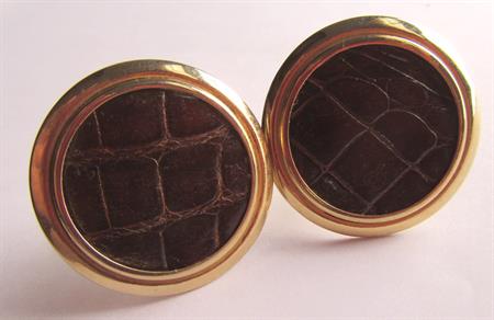 Vintage Big Genuine Aligator Cufflinks Mens Jewelry Shirt Accessories