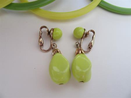 Vintage 1960's Mod Bangle Bracelet And Earrings 