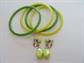 Vintage Mod Bangles and Clip Earrings Lemon Lime Citrus Colors 1960's Costume Jewelry