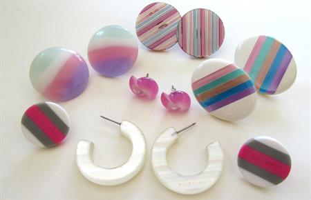 1980's Vintage Lucite Pierced Earrings Rainbow Lucite 80's Accessories