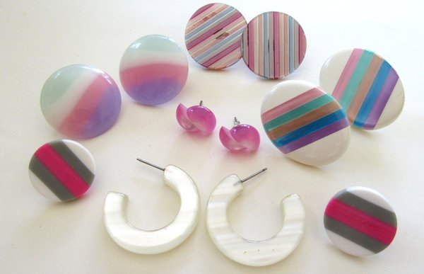 1980's Lucite Earrings Lot Vintage Jewelry
