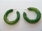 Vintage Bakelite Pierced Hoop Earrings Unusual Apple Green Wired