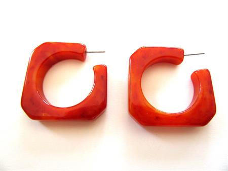 Vintage Bakelite Pierced Mod Earrings Orange Marmalade Mod Jewelry
