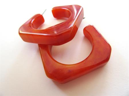 Vintage Orange Bakelite Pierced  Earrings