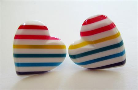 Vintage 1980's Layered Lucite Heart Pierced Earrings '80's Accessories