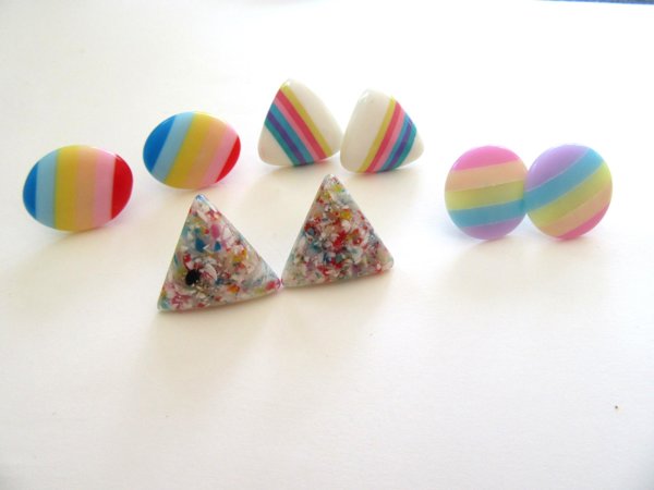 Vintage Lucite Pierced Earrings Lot  '80's Accessories