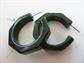 Vintage Bakelite Pierced Earrings Dark Creamed Spinach Octagonal Hoops 
