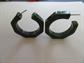 Vintage Bakelite Pierced Earrings Dark Creamed Spinach Octagonal Hoops 