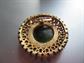 Bakelite Green Pin Rhinestone Rimmed Creamed Spinach Vintage Jewelry