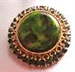 Green Bakelite Pin Rhinestone Vintage Jewelry