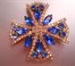 Vintage Large Rhinestone Maltese Cross Pin 