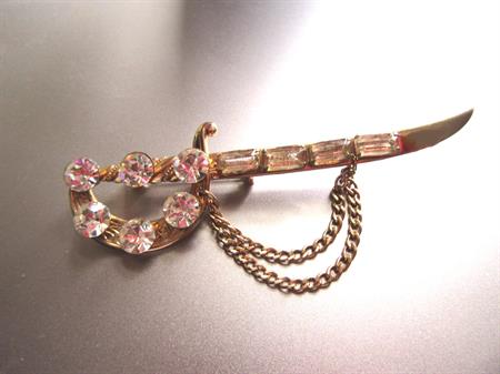 Vintage Rhinestone Sword Pin Saber Vintage Jewelry