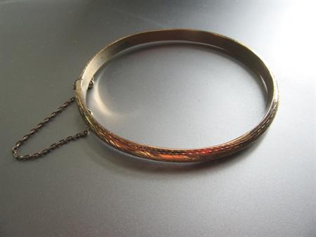 Vintage Gilt Sterling Silver Hinged Bangle Bracelet 6.8 Grams 925 Fine Jewelry