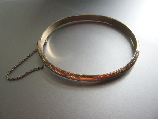 Vintage Gilt Sterling Silver Bangle Bracelet 925 Fine Jewelry