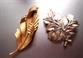 Two Crown Trifari Leaf Pins Signed Vintage Jewelry 