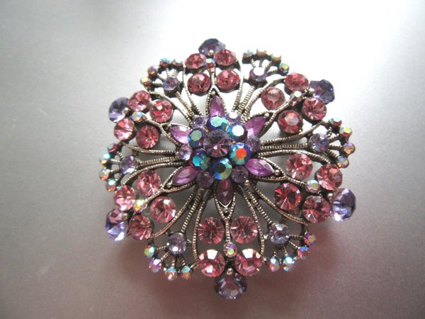 Rhinestone Pin Pink Purple 