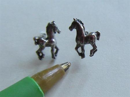 Mini Sterling Silver Horse Pierced Earrings Never Worn Old Stock Vintage Fine Jewelry Equestrian 