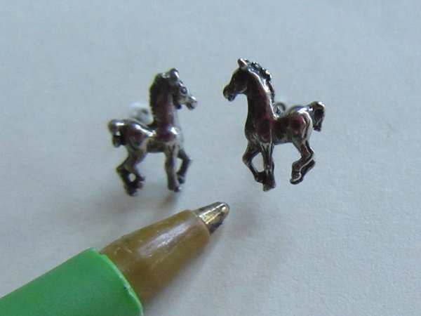 Sterling Silver Horse Stud Earrings Equestrian 