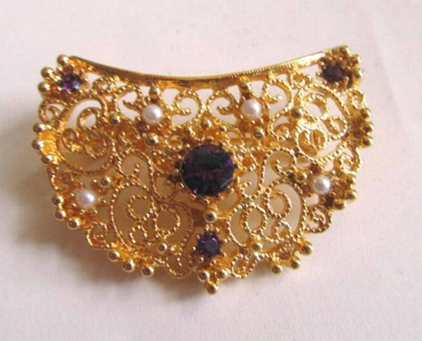 Vintage Purple Rhinestone Pin Never Worn 