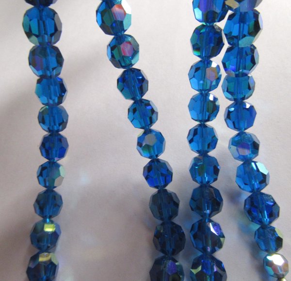 Vintage Blue Crystal Necklace Aurora Borealis Beads 