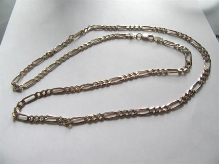 Sterling Silver Chain Necklace Figaro Link 925 Italy 35.8 Grams Fine Jewelry