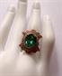 Vintage Green Rhinestone Adjustable Ring Costume Jewelry
