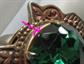 Vintage Green Rhinestone Adjustable Ring Costume Jewelry