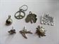 Sterling Silver Charms and Single Earrings Lot Peace Sign Ying Yang Clover Genuine Pearl  7.2 Grams