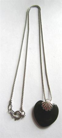 Vintage Avon Sterling Silver Onyx Black Heart On Chain Fine Jewelry