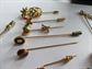 Vintage Stick Pins Lot Frog Koala Pineapple Tiger Eye Venetian Glass violin
