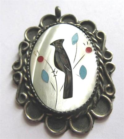 Vintage Mother of Pearl Bird Pendant Bear Paw Hallmark Fine Jewelry