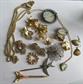 Vintage Jewelry Lot Sarah Coventry Earrings Blue Delft Pins  Heart Pendant Chain Abalone Heart Necklace