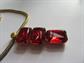 Vintage 1980's Red Glass Rhinestone Pendant Mesh Necklace 
