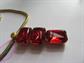 Vintage 1980's Red Glass Rhinestone Pendant Mesh Necklace 