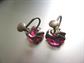 Vintage Sterling Silver Artisan Made Screw Back Earrings Big  Pink Stones Fine Jewelry AS IS