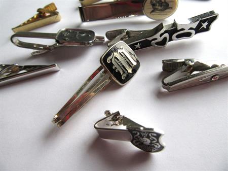 Vintage Tie Clip Lot Some Signed  Sterling Men's Jewelry