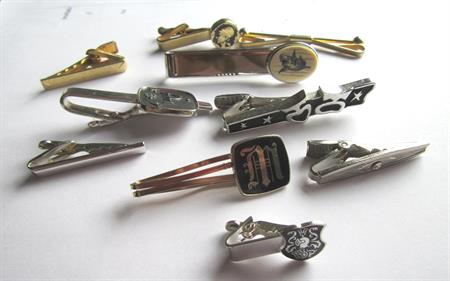 Vintage Tie Bar Lot Clasps Anson One is Sterling Scrimshaw Style Intimal M Comedy Tragedy
