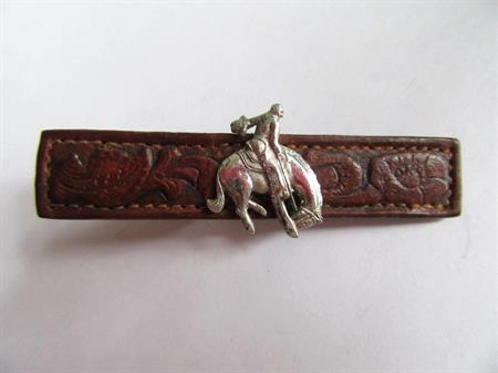 Vintage Anson Leather Cowboy Tie Bar Bucking Bronco Men's Jewelry Men's Accessories Horse Back Riding
