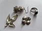 Vintage Sterling Silver Lot Bird and Dogwood Flower Pins Onyx Ring Spun Earrings 13.4 Grams