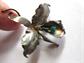 Vintage Sterling or 900 Silver? Orchid Pin With Genuine Emerald Chip Center