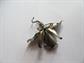 Vintage Sterling or 900 Silver? Orchid Pin With Genuine Emerald Chip Center